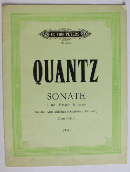 QUANTZ , SONATE ...FUR DREI ALTBLOCKFLOTEN , 1973, CONTINE PARTITURI *