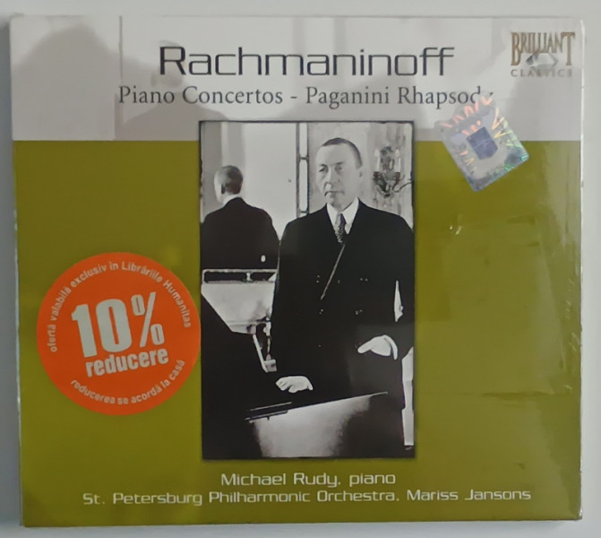 RACHMANINOFF , PIANO CONCERTOS - PAGANINI RHAPSODY , MICHAEL RUDY , PIANO , ST. PETERSBURG PHILARMONIC ORCHESTRA , 2 CD - URI AUDIO SIGILATE , 1993