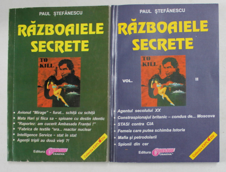 RAZBOAIELE SECRETE de PAUL STEFANESCU , VOLUMELE I - II ,ANII '90 *MICI DEFECTE