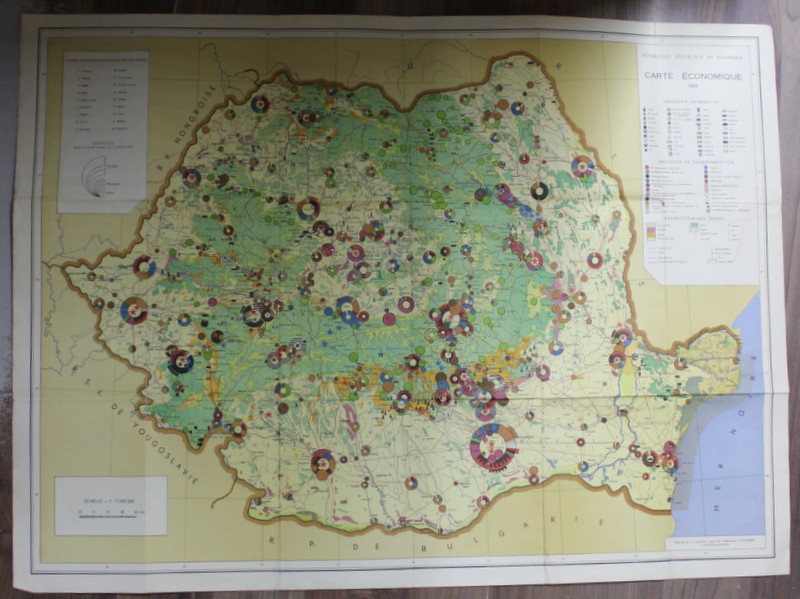 REPUBLIQUE SOCIALISTE DE ROUMANIE , CARTE ECONOMIQUE , ECHELLE  1 : 1.000.000 , 1966