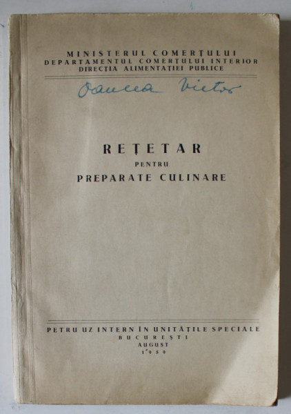 RETETAR PENTRU PREPARATE CULINARE , 1959