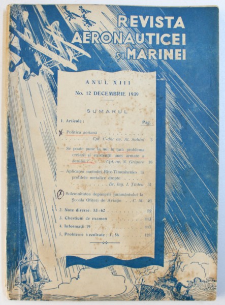 REVISTA AERONAUTICEI SI MARINEI , ANUL XIII , NR. 12 , DECEMBRIE 1939