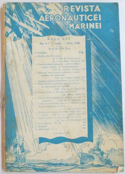 REVISTA AERONAUTICEI SI MARINEI , ANUL XIV , NR. 6-7 , IUNIE-IULIE 1940