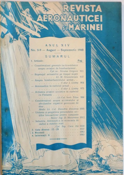 REVISTA AERONAUTICEI SI MARINEI, ANUL XIV, NR. 8-9, AUGUST - SEPTEMBRIE 1940