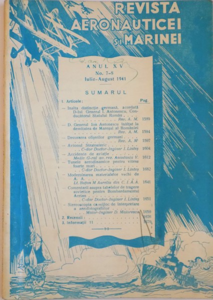 REVISTA AERONAUTICEI SI MARINEI, NR. 7-8, ANUL XV, IULIE - AUGUST 1941