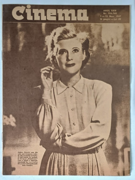 REVISTA CINEMA , ANUL XXIV , NUMERELE 759 - 760 , 1 - 15 NOIEMBRIE , 1947
