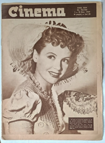 REVISTA CINEMA , ANUL XXIV , NUMERELE 763 - 764 , 1 - 15 DECEMBRIE , 1947