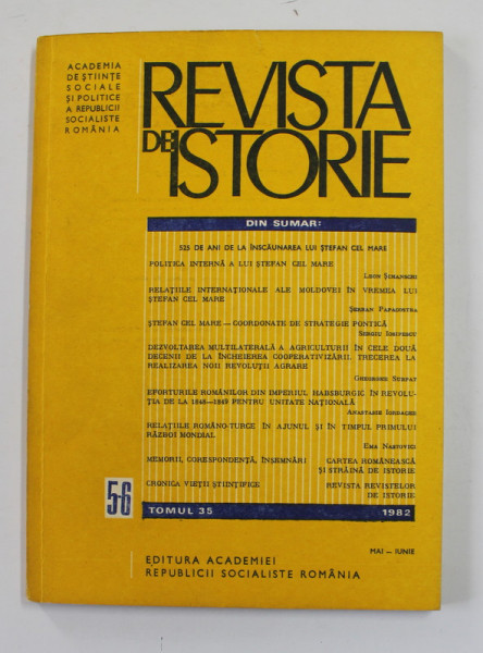 REVISTA DE ISTORIE , TOMUL 35, NR. 5 - 6  , MAI - IUNIE , 1982