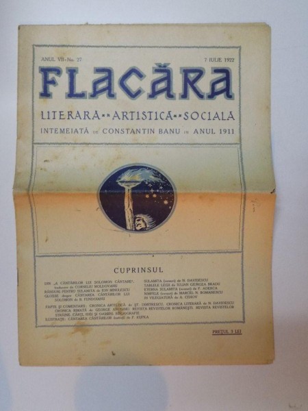 REVISTA FLACARA , ANUL VII , NR. 27 , 7 IULIE 1922