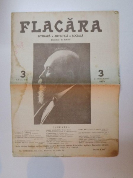 REVISTA FLACARA , ANUL VII , NR. 3 , 24 DECEMBRIE 1921