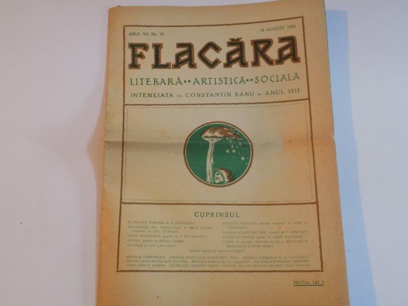 REVISTA FLACARA, ANUL VII, NR. 33, 18 AUGUST 1922