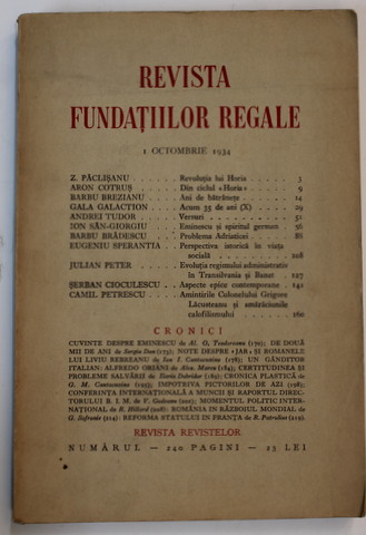 REVISTA FUNDATIILOR REGALE , ANUL I , NR. 10 , OCTOMBRIE   , 1934