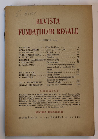 REVISTA FUNDATIILOR REGALE , ANUL I , NR. 6 ,IUNIE  , 1934