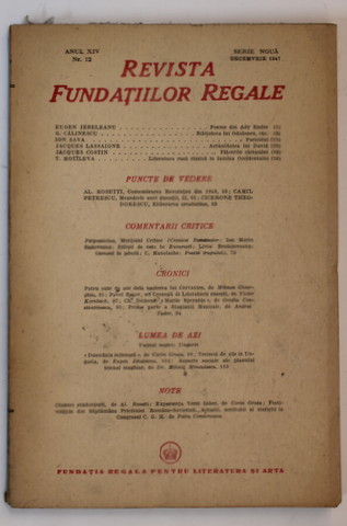 REVISTA FUNDATIILOR REGALE , ANUL XIV  , NR. 12 , DECEMBRIE   , 1947