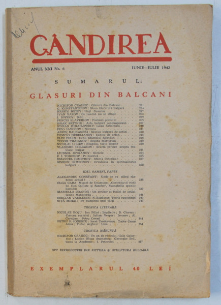 REVISTA ' GANDIREA ' ANUL XXI , NR.  6 , IUNIE - IULIE , 1942