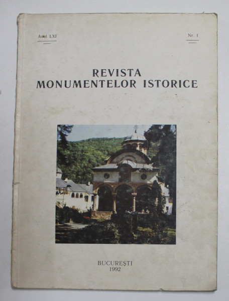 REVISTA MONUMENTELOR ISTORICE , ANUL LXI , NR. 1 , 1992