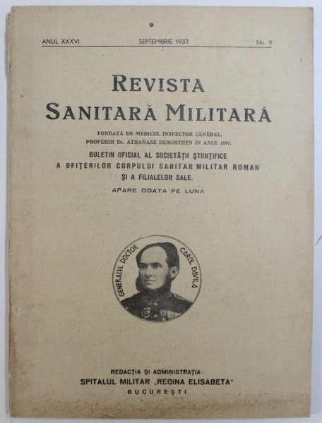 REVISTA SANITARA MILITARA , ANUL XXXVI , NO . 9 , SEPTEMBRIE 1937