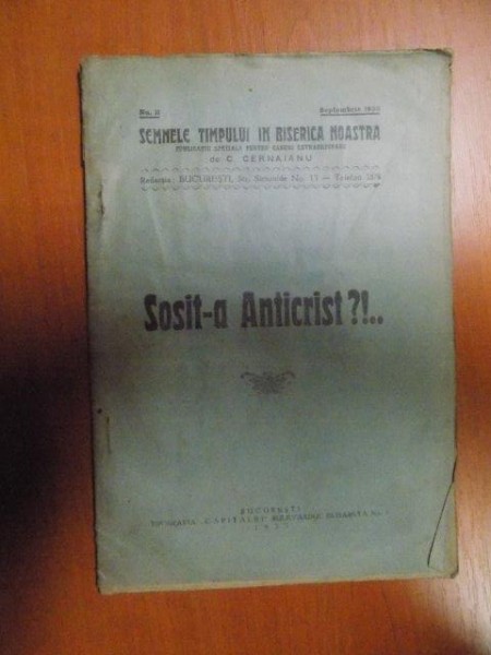 REVISTA SEMNELE TIMPULUI IN BISERICA NOASTRA , NR. 11 , SEPTEMBRIE 1933 , Bucuresti