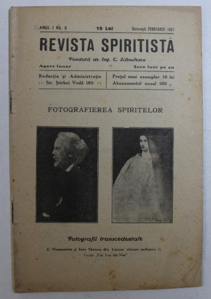 REVISTA SPIRITISTA , ANUL I , No. 5  , FEBRUARIE , 1927