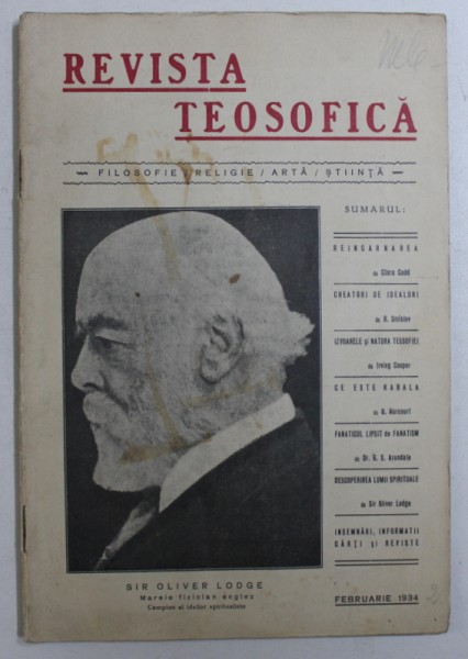 REVISTA TEOSOFICA , ANUL I , No . 2 , FEBRUARIE , 1934