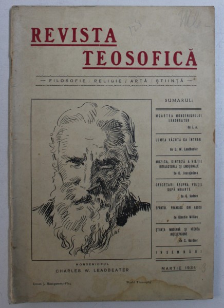 REVISTA TEOSOFICA , ANUL I , No. 3 , MARTIE 1934