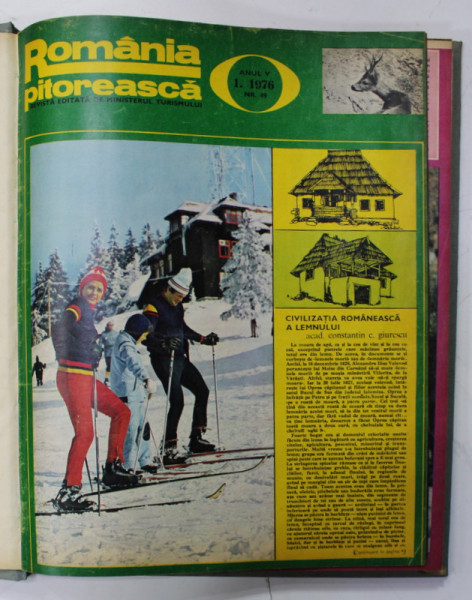 ROMANIA PITOREASCA , REVISTA LUNARA EDITATA DE  MINISTERUL TURISMULUI , COLIGAT DE 12 NUMERE , IANUARIE - DECEMBRIE , 1976 ( COMPLET )