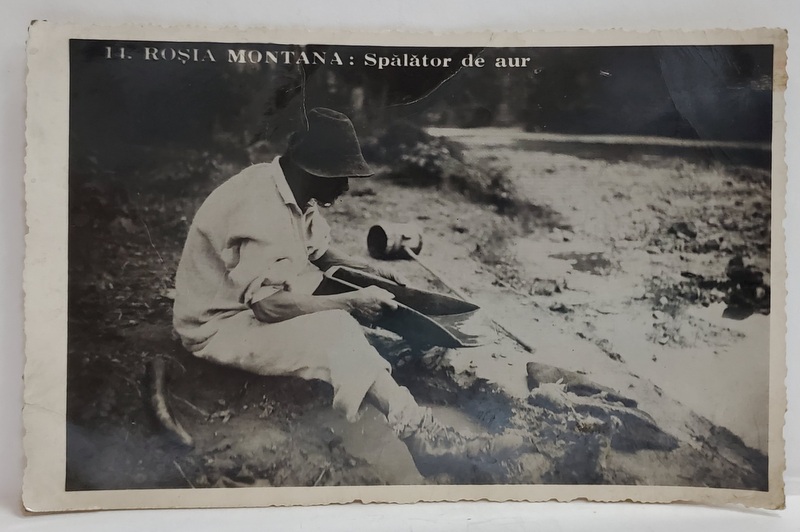 ROSIA MONTANA , SPALATOR DE AUR , FOTOGRAFIE TIP CARTE POSTALA , 1936