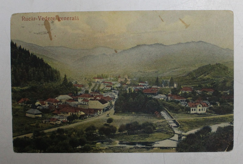 RUCAR - VEDERE GENERALA , CARTE POSTALA ILUSTRATA , POLICROMA, CIRCULATA , DATATA 1911