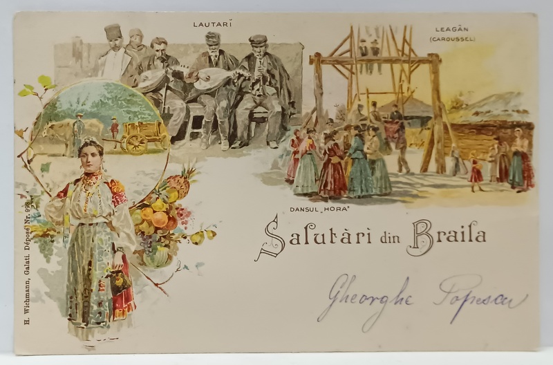 SALUTARI DIN BRAILA , CROMOLITOGRAFIE , CARTE POSTALA , CLASICA , 1901, VEZI DESCRIEREA !