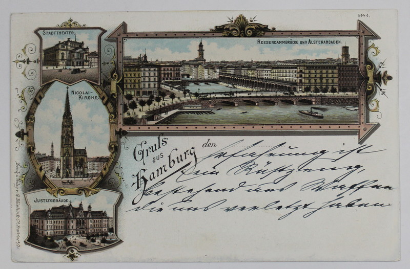 SALUTARI DIN HAMBURG , CARTE POSTALA , CROMOLITOGRAFIE , CLASICA