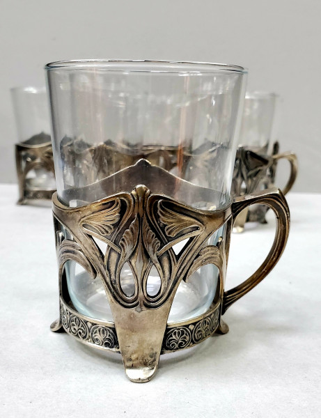 Sase Suporturi Art Nouveau de pahare, WMF, cca. 1906