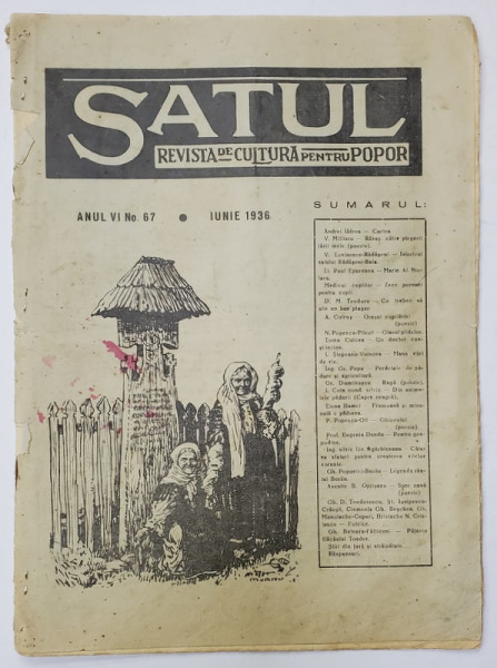 SATUL , REVISTA DE CULTURA PENTRU POPOR , NR. 67 ,  1936