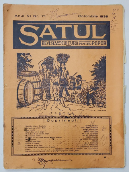 SATUL , REVISTA DE CULTURA PENTRU POPOR , NR. 71 ,  1936