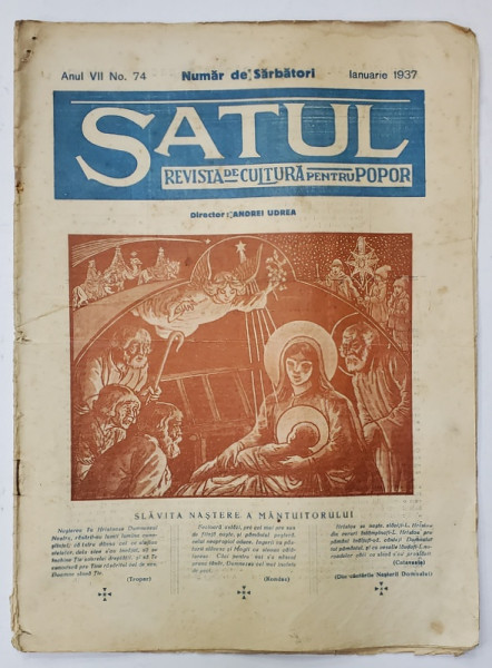 SATUL , REVISTA DE CULTURA PENTRU POPOR , NR. 74 ,  1937