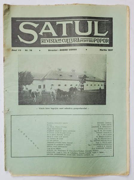 SATUL , REVISTA DE CULTURA PENTRU POPOR , NR. 76 ,  1937