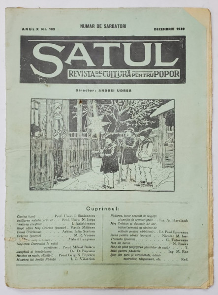 SATUL , REVISTA DE CULTURA PENTRU POPOR , NR.109 ,  1939