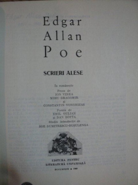 SCRIERI ALESE  EDGAR ALLAN POE , 1969