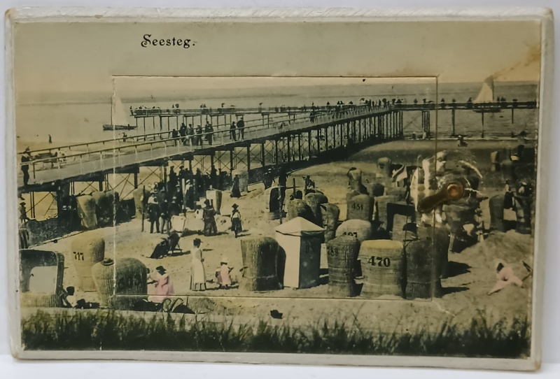 SEESTEG , NORDERNEY, GERMANIA , CARTE POSTALA CU INSERTIE DE IMAGINI IN INTERIOR , CLASICA