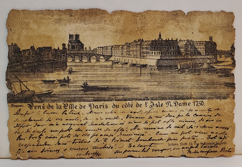 SENE DE LA VILLE DE PARIS DU COTE DE L '  ISLE DE N. DAME , 1750, DESEN DE EPOCA , CARTE POSTALA , CLASICA