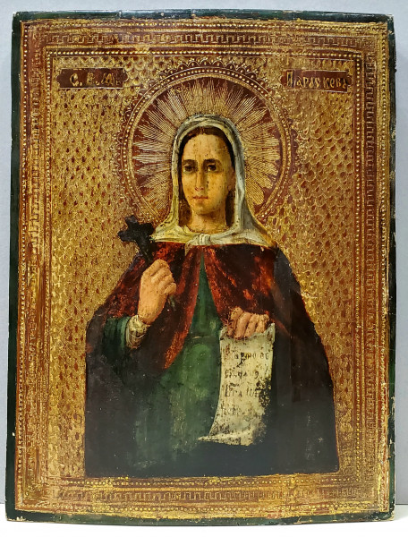 Sfanta Mucenita Paraschiva, Icoana pe Lemn, Scoala Rusa (Palekh?), Secol XIX