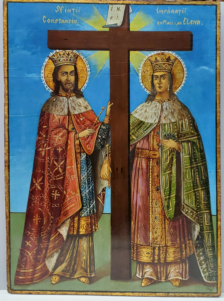 Sfintii Imparati Constantin si Elena, Icoana Romaneasca, Pictor Gheorghe Ionescu, 1946