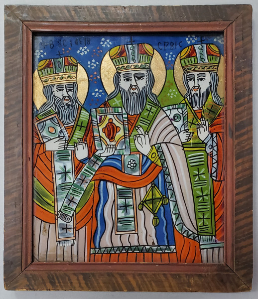 SFINTII TREI IERARHI, VASILE CEL MARE, GRIGORE TEOLOGUL SI IOAN GURA DE AUR, ATELIER SCHEII BRASOVULUI, SFARSIT DE SECOL XIX