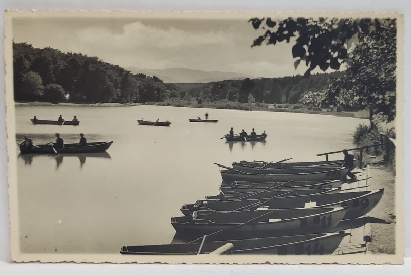 SIBIU , BARCI PE LACUL DUMBRAVII , FOTO. ORIG. E. FISCHER , SIBIU , TIP CARTE POSTALA , 1943