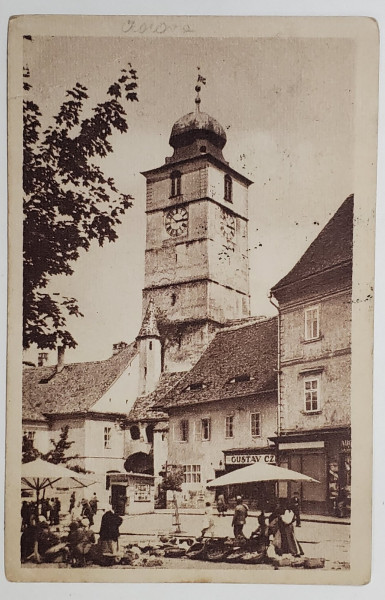 SIBIU , PIATA PRINTUL CAROL , CARTE POSTALA ILUSTRATA , 1945