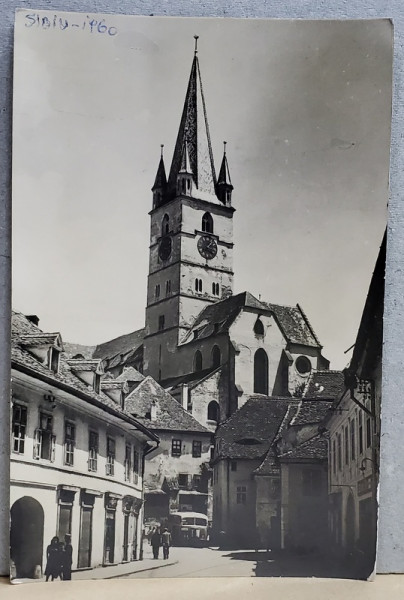 SIBIU - VEDERE DIN ORASUL DE JOS , CARTE POSTALA , 1957