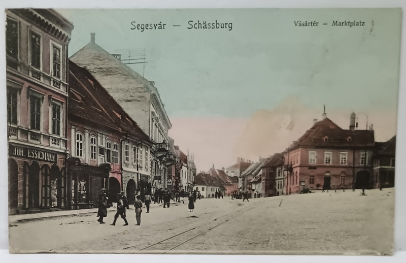 SIGHISOARA , LOCUL PIETEI , CARTE POSTALA ILUSTRATA , 1909