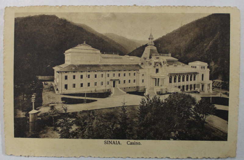 SINAIA , CAZINOUL , FATADA PRINCIPALA , CARTE POSTALA , 1914