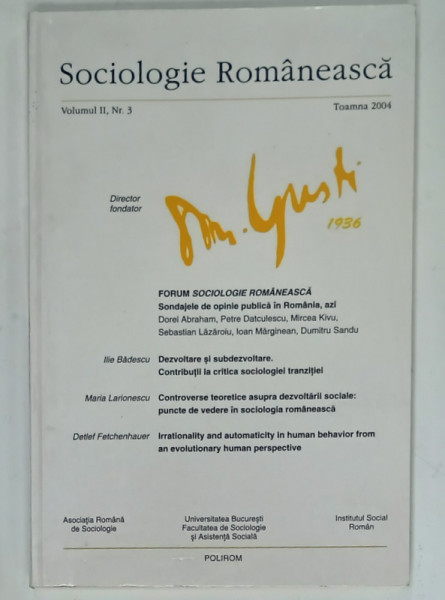 SOCIOLOGIE ROMANEASCA , REVISTA , VOLUMUL II , NR. 3 , TOAMNA 2004