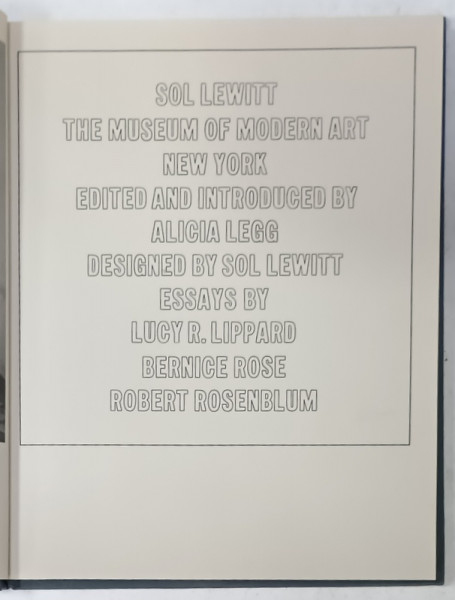SOL LEWITT , THE MUSEUM OF MODERN ART , NEW YORK ,  edited by ALICIA LEGG ,1978