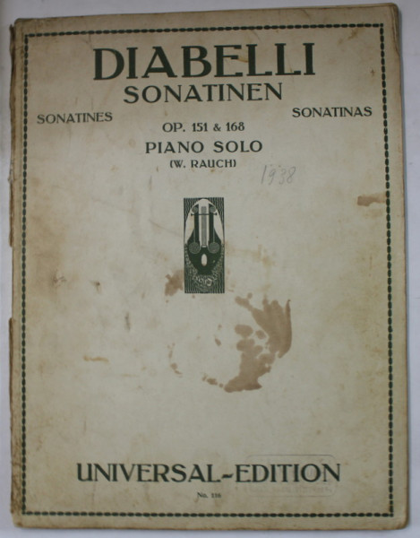 SONATINEN , OP. 151 and 168 , PIANO SOLO von DIABELLI  , 1937 , CONTINE PARTITURI